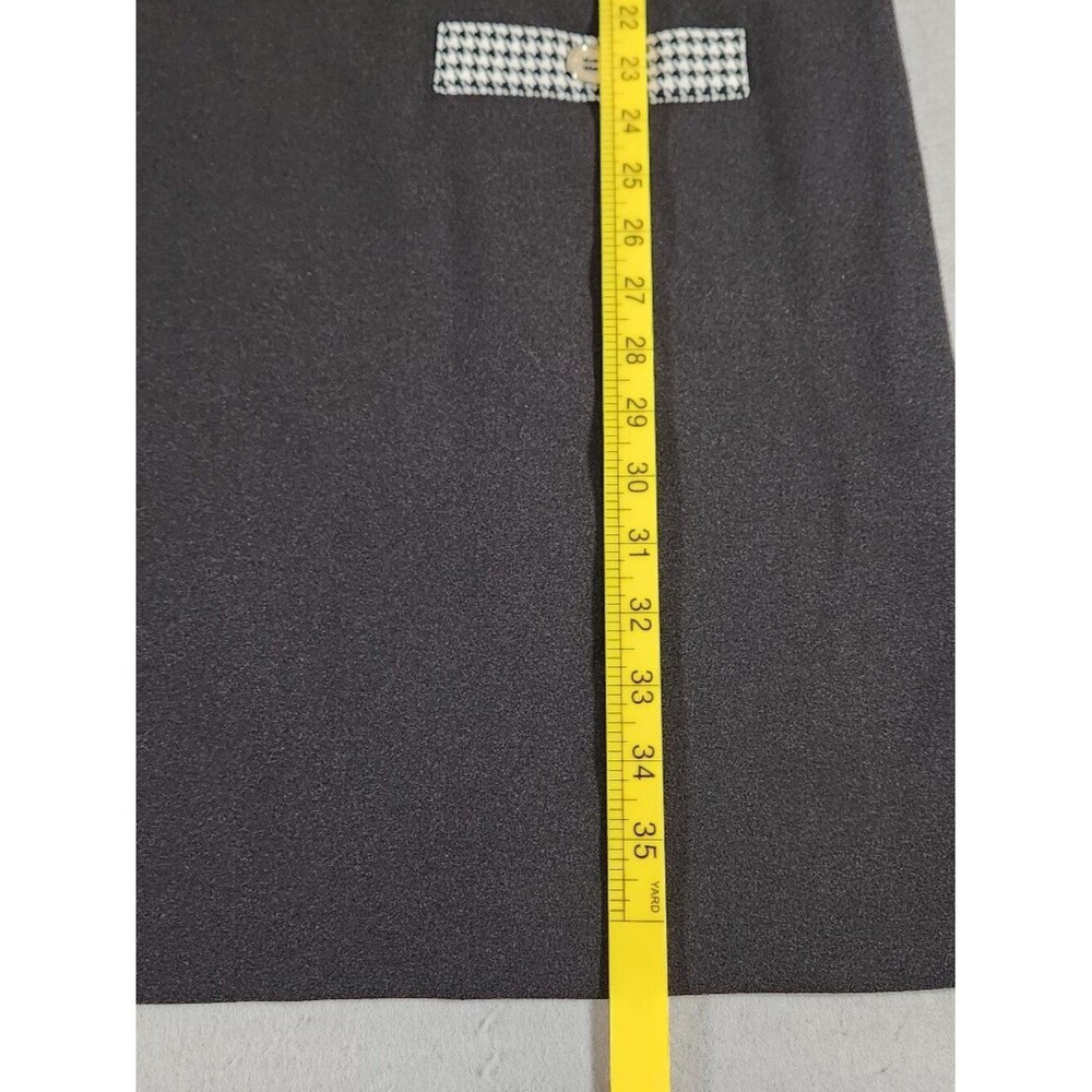Karl Lagerfeld Sleeveless Black Shift Dress w/ Neckline Houndstooth Trim Size 12 - Picture 6 of 9